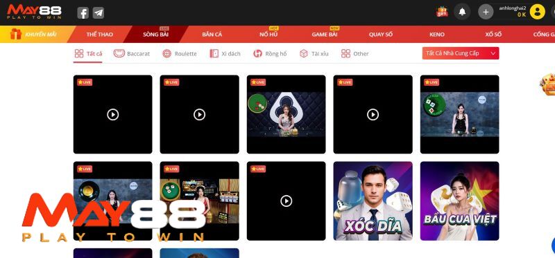 Thư viện game cực khủng tại live casino May88